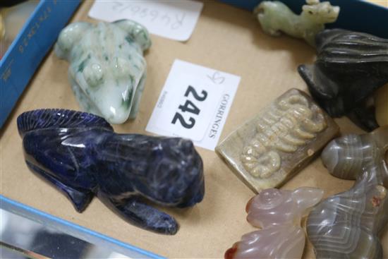 Eight hardstone carvings of creatures
